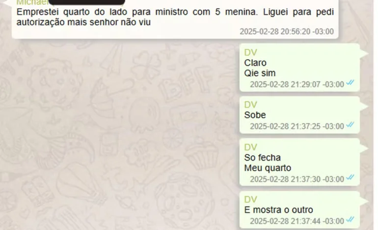 Mensagens mostram festa de Vorcaro para Kassio Nunes Marques com garotas de programa, diz revista